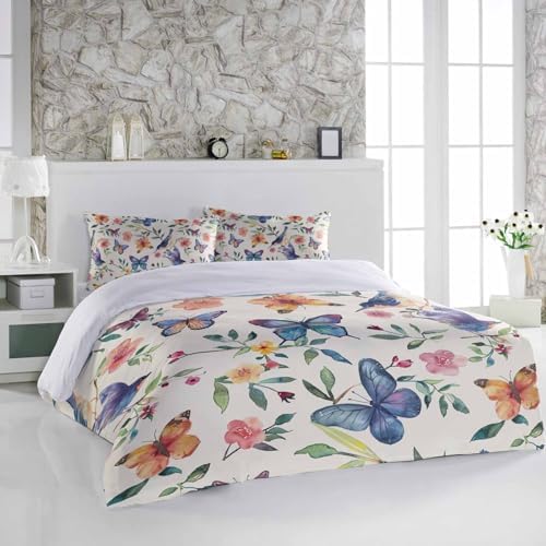 3 Piece Bedding Set Watercolor Purple Butterflies