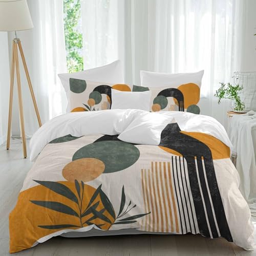Sabolny Boho Orange Queen Duvet Cover Set