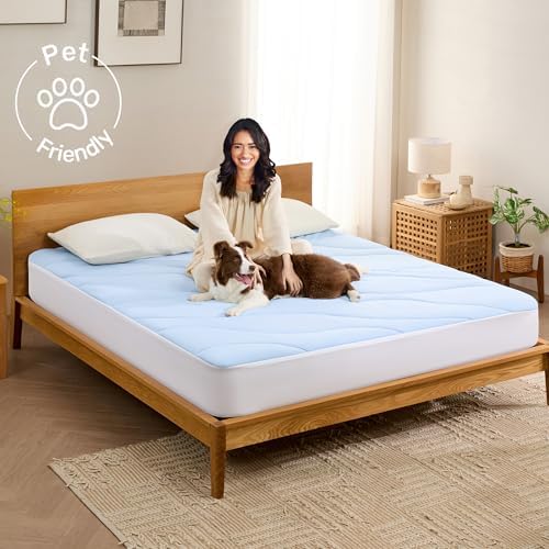 UNIKOME Waterproof Cooling Mattress Pad Twin - Light Blue 39x75