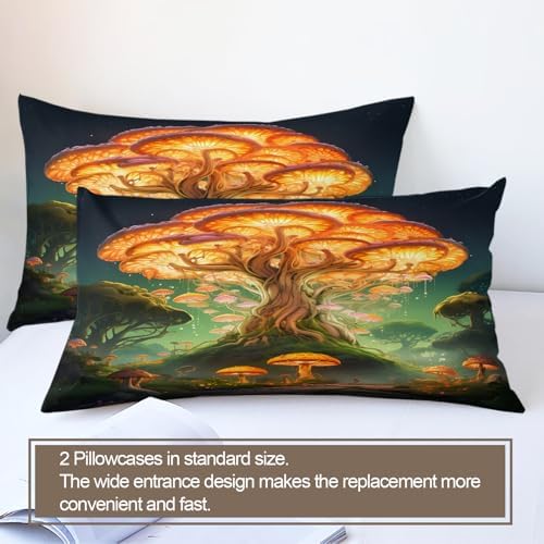 STRELEC Mushroom Forest Duvet Cover Set 3-Piece California King Green