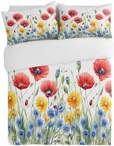3 Piece Bedding Set with Wild Flower Design
