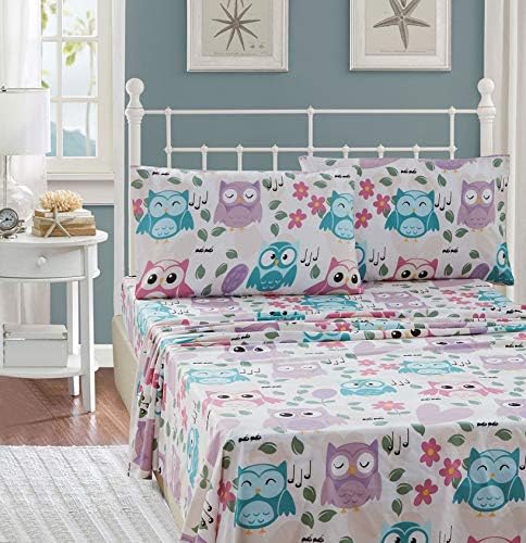 Elegant Home Floral Owl Sheet Set 4 Piece