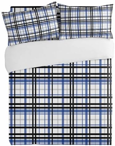 3 Piece Bedding Set with Abstract Black White Stripes