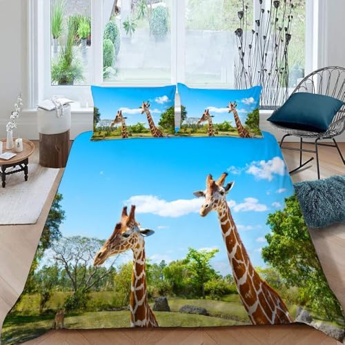 California King Giraffe Duvet Cover Set 3 Pieces