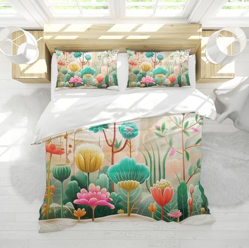 HOBBOY Floral Duvet Cover Set 3 Piece California King 1