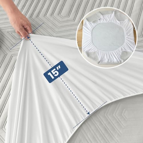 Blunique Waterproof Mattress Protector Full Size with Deep Pocket