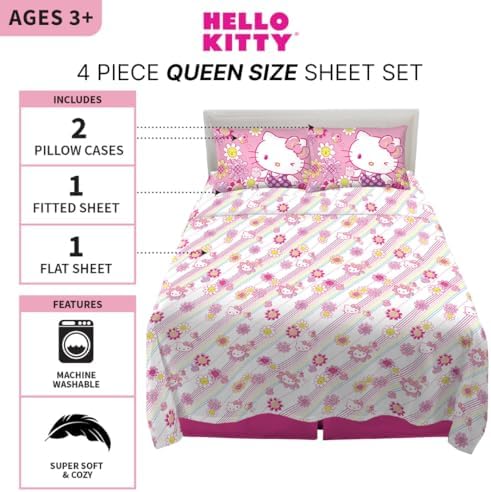 Franco Hello Kitty Bedding Microfiber Sheet Set Queen