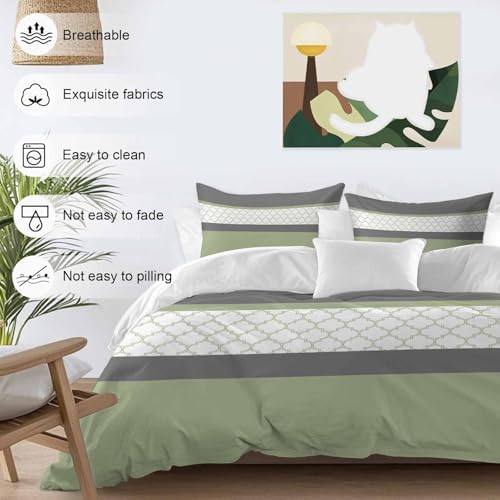 Sage Green Morocco Duvet Cover Set 3 Piece