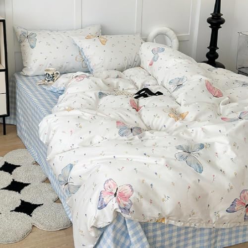 Nayoroom Butterfly Duvet Cover Set Queen Size 3 Pcs
