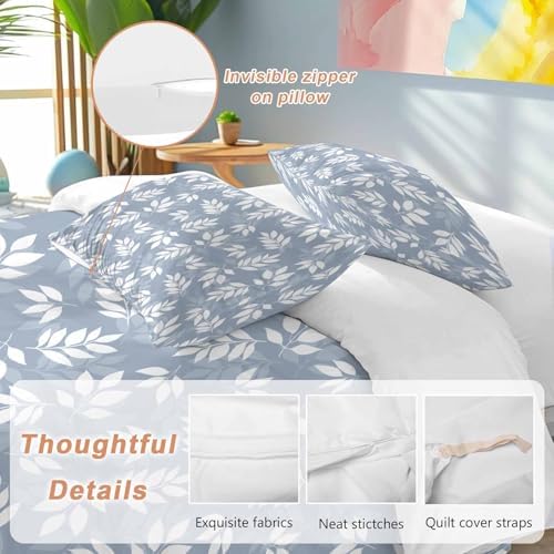 Sabolny Leaf Blue Bedding Queen Set