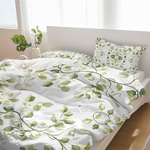 3 Piece Bedding Set - Spring Farm Gradient Botanical Duvet Cover Pillow Shams