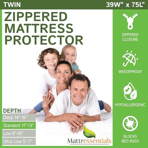 Zippered Queen Mattress Protector 11-13 Inch Depth Waterproof Bed Bug Cover