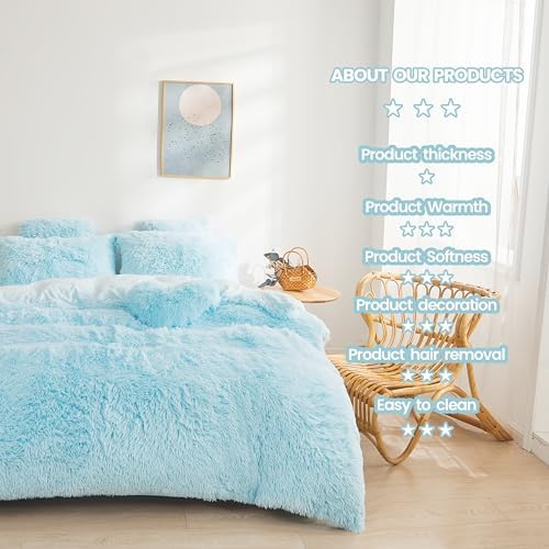 Fluffy Blue Comforter Set Twin Size 2 Pieces