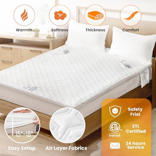 Electric Heated Mattress Pad King Size Dual Control Warmer