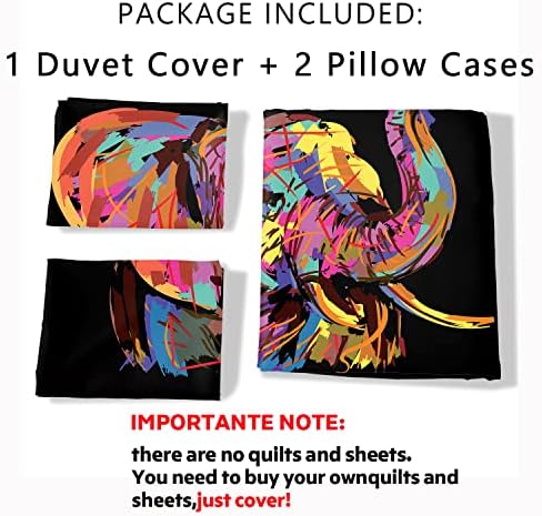 AILONEN Elephant Duvet Cover Set 3 Piece King Size