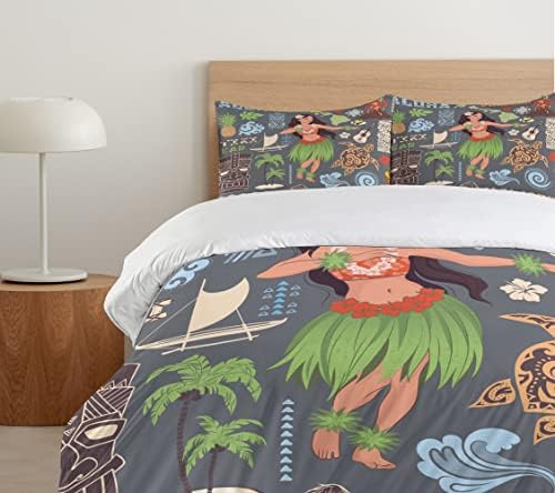 Ambesonne Tribal Hibiscus Duvet Cover Set 3 Piece California King