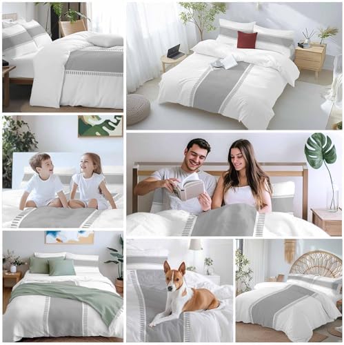 Sabolny Pure Grey Bedding Duvet Cover Set 3 Piece