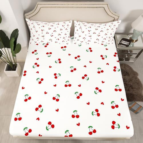 Feelyou Kids Red Cherry Fitted Sheet Set