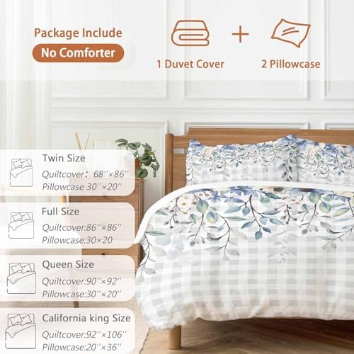Sabolny Blue Flowers Duvet Cover Set 3 Piece 1