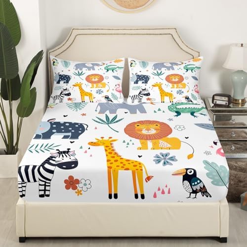 Feelyou Kids Zoo Fitted Sheet Pillow Sham Set