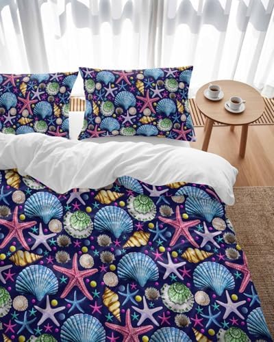 Coastal Blue Queen Duvet Cover Set with Pillowcases