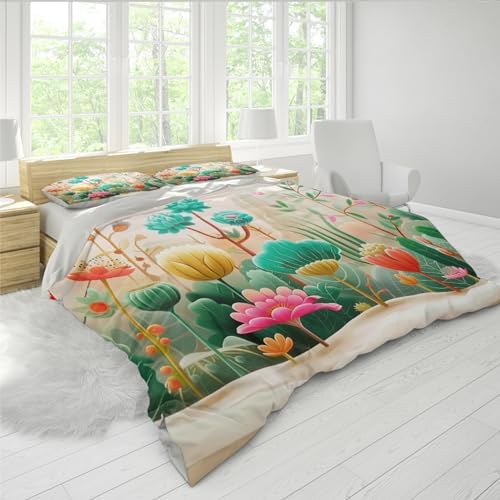 HOBBOY Floral Duvet Cover Set 3 Piece California King 1