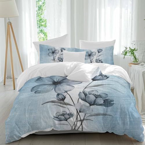 Sabolny Blue Flower Duvet Cover Set 3 Piece 1