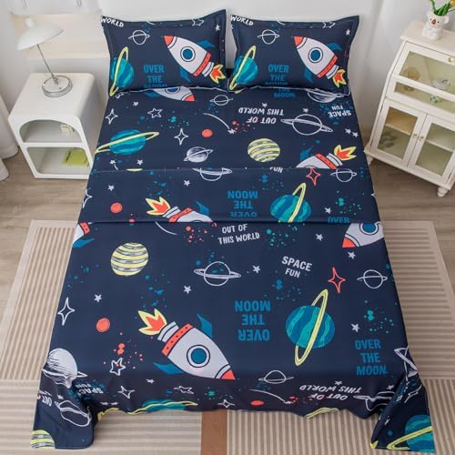Megamayga Space Sheets Full Size 4Pcs Kids Bedding Set
