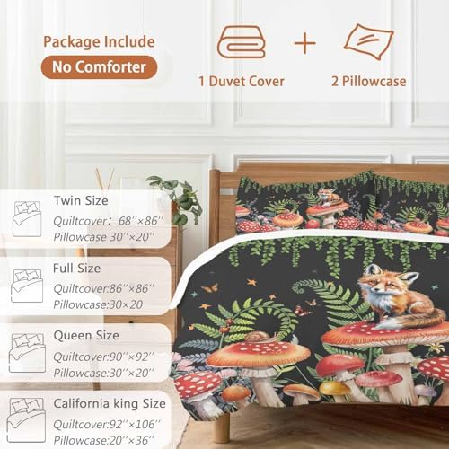 Sabolny Mushroom Bedding Duvet Cover Set 3 Piece