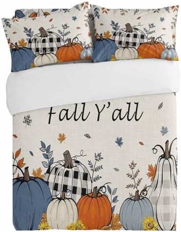 Alandar Home Duvet Cover Set Thanksgiving Pumpkin Fall Design