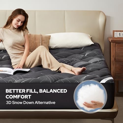 BEDLORE King Mattress Topper Bamboo Viscose 6-18 Inch Deep Pocket
