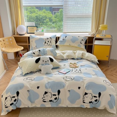LIWHENHAO Cute Cat Duvet Cover Set Twin Size with Pillowcases