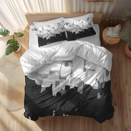 Sabolny Black White Queen Duvet Cover Set 3 Piece