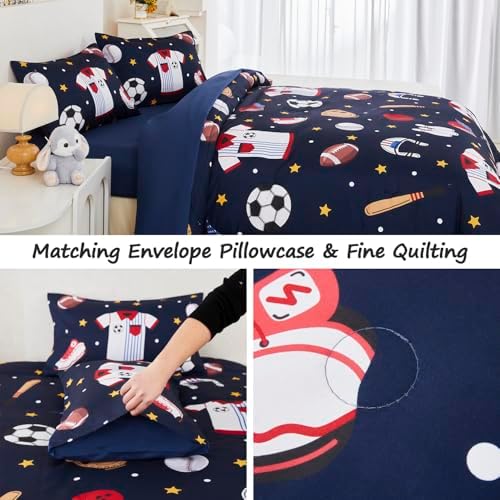 ZSYAYAHA Boys Queen Comforter Set 5 Pieces