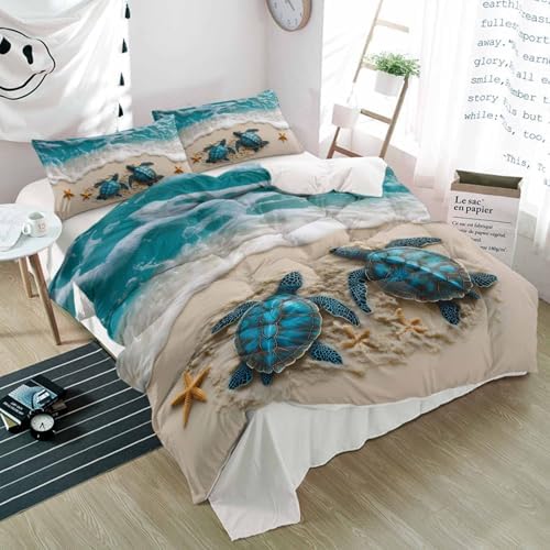 Alandar Home 3 Piece Bedding Set Turquoise Ocean Scene