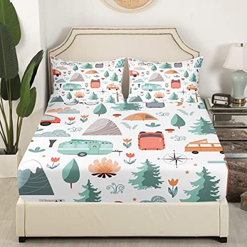 Erosebridal Kids Camper Theme Bedding Set 4Pcs