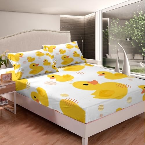 Erosebridal Kawaii Yellow Duck Sheet Pillowcase Set Twin