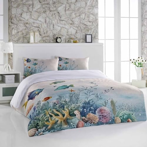 3 Piece Bedding Set with Cartoon Fish Design