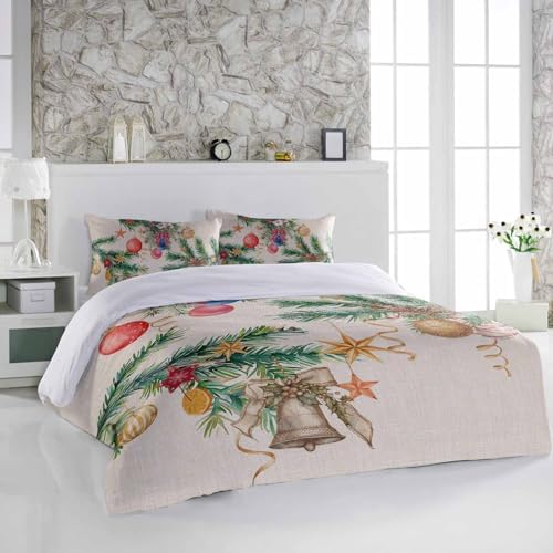 Alandar Home Duvet Cover Set with Christmas Balls and Pine Branches