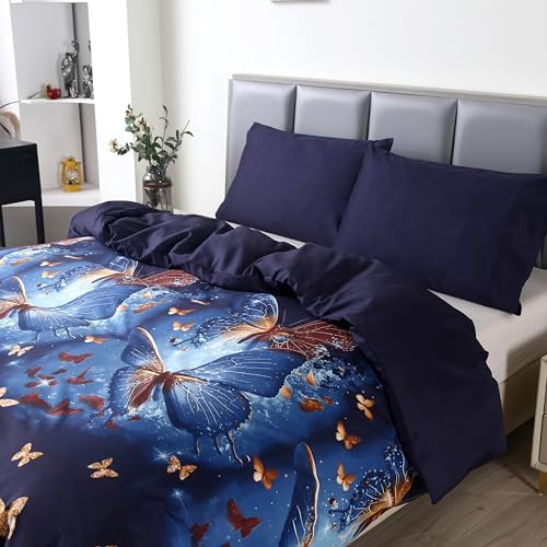 MAG 3pcs Butterfly Duvet Cover Set for Toddler Girls