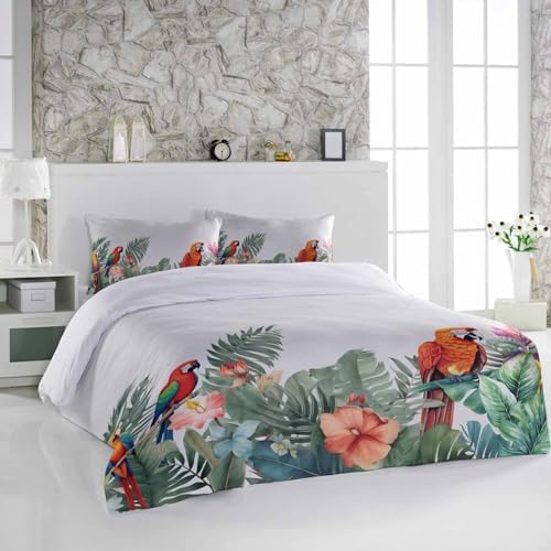 Alandar Home Duvet Cover Set Summer Tropical Parrot Palm Leaf 1