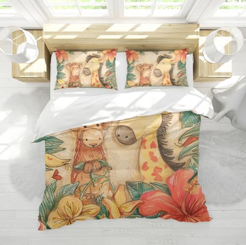 HOBBOY Cartoon Kids Duvet Cover Set with Zipper