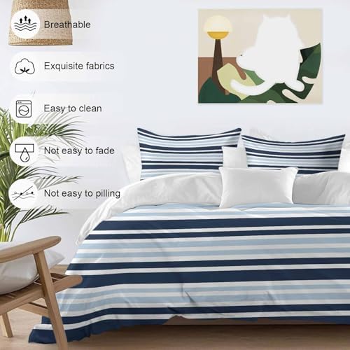 Sabolny Dark Blue Queen Duvet Cover Set 3 Piece 1