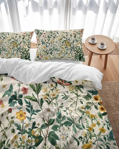 ZOE GARDEN Botanical Print Duvet Cover Set 3 Piece Full Size