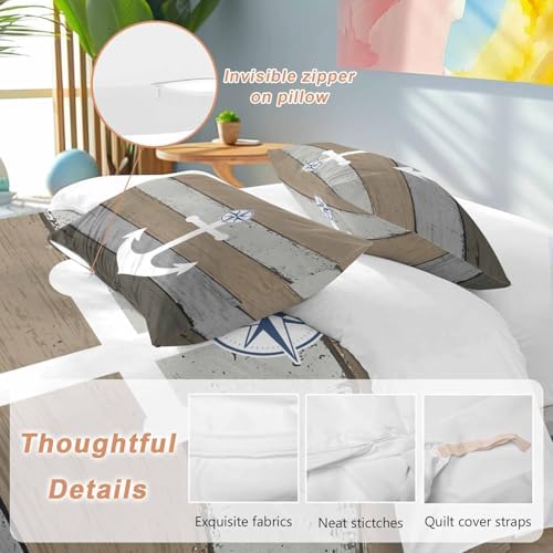 Sabolny Anchor Brown Duvet Cover Set 3 Piece with Throw Pillowcases