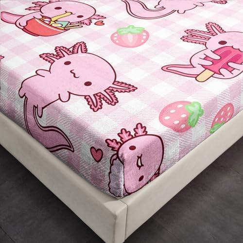 HOSIMA Axolotl Print Fitted Sheet Twin Set