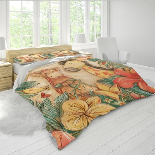 HOBBOY Cartoon Kids Duvet Cover Set with Zipper