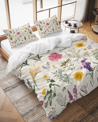 ZOE GARDEN Spring Botanical Duvet Cover Set with Pillowcases
