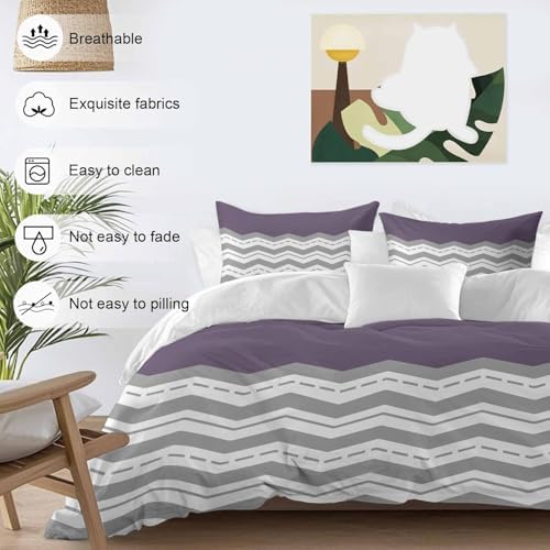 Grey Chevron Bedding Duvet Cover Set 3 Piece