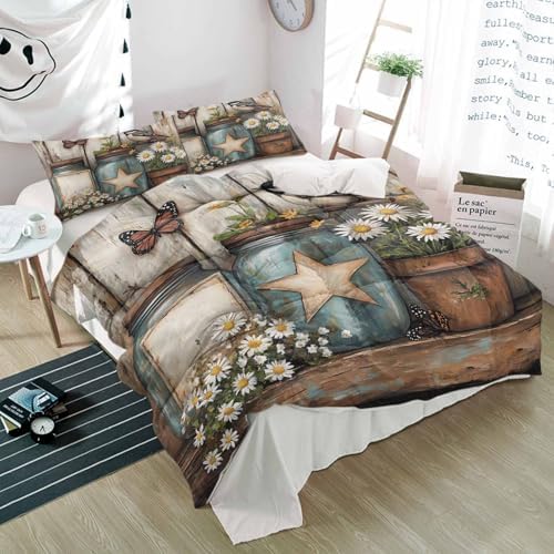 Alandar Home 3 Piece Bedding Set with Floral Pattern